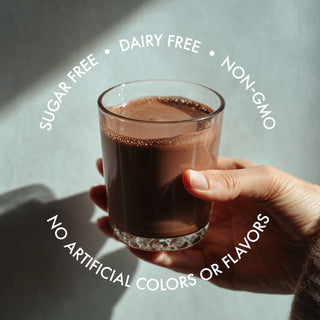 Mindful Nutrition’s Mindful Calm Cocoa Mix and Organic Skinny Cocoa Mix are sugar-free, dairy-free, and non-GMO.
